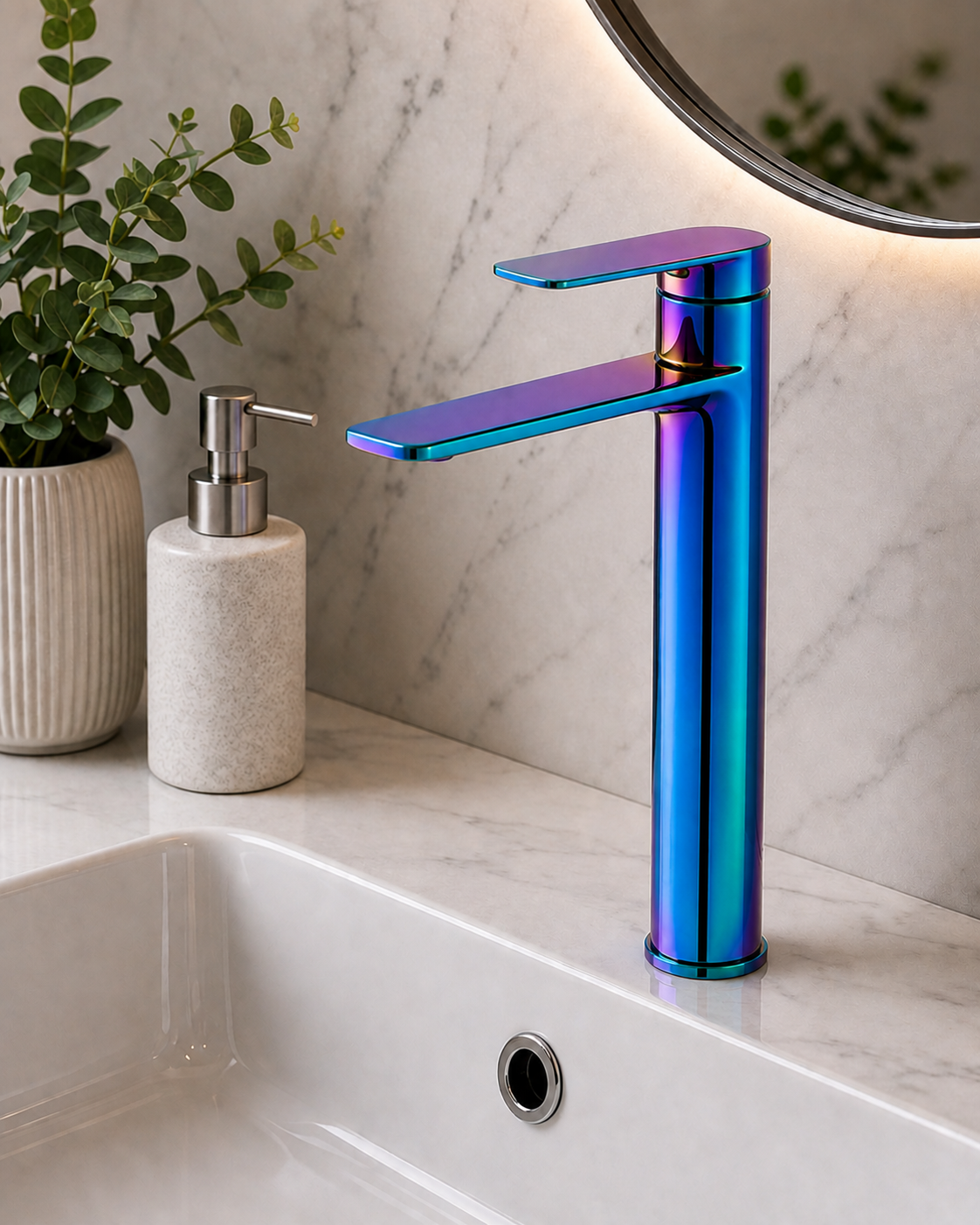 Friction Single Lever Basin Mixture Tall PVD Blue FR01033