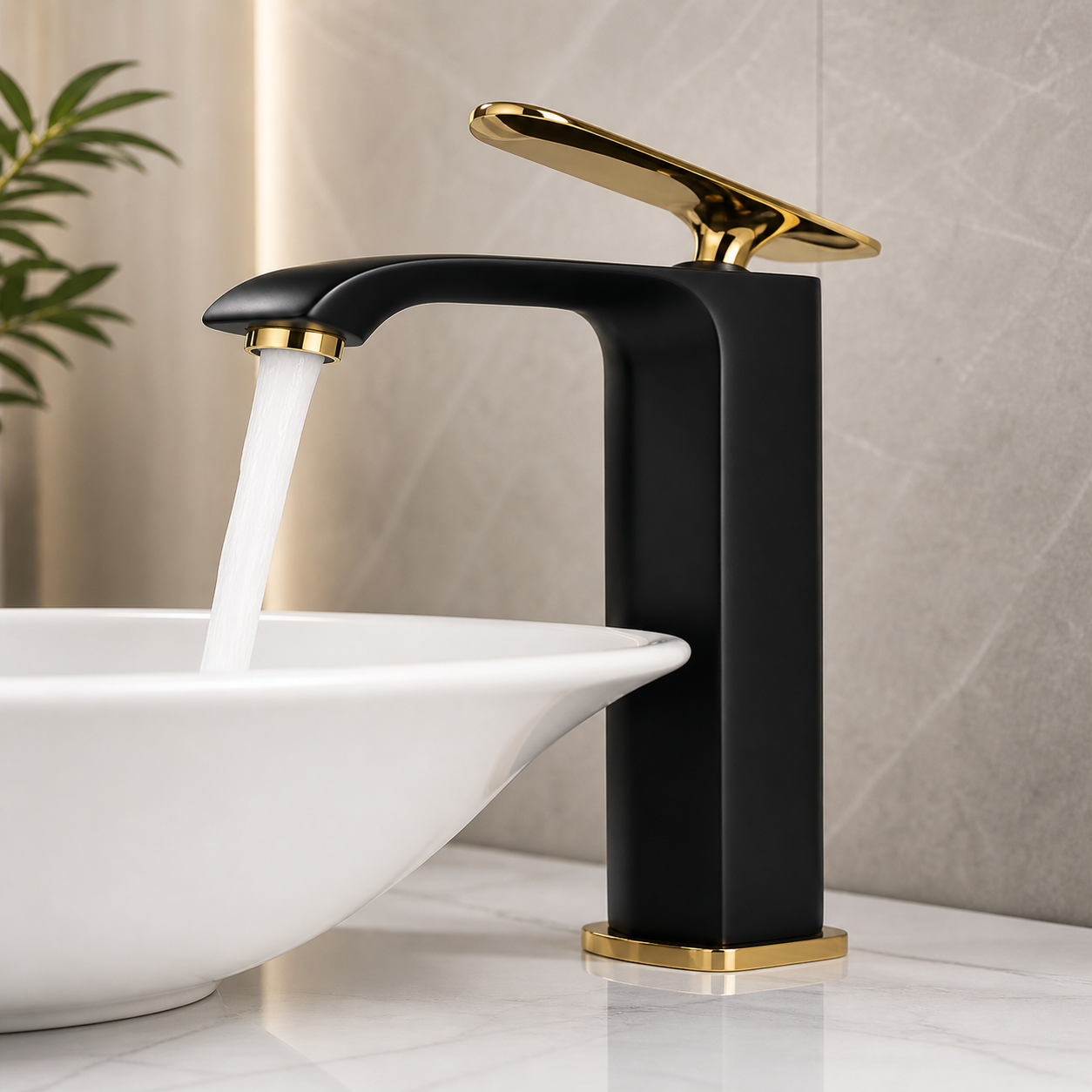 Single Lever Basin Mixture Black & Gold JIF327