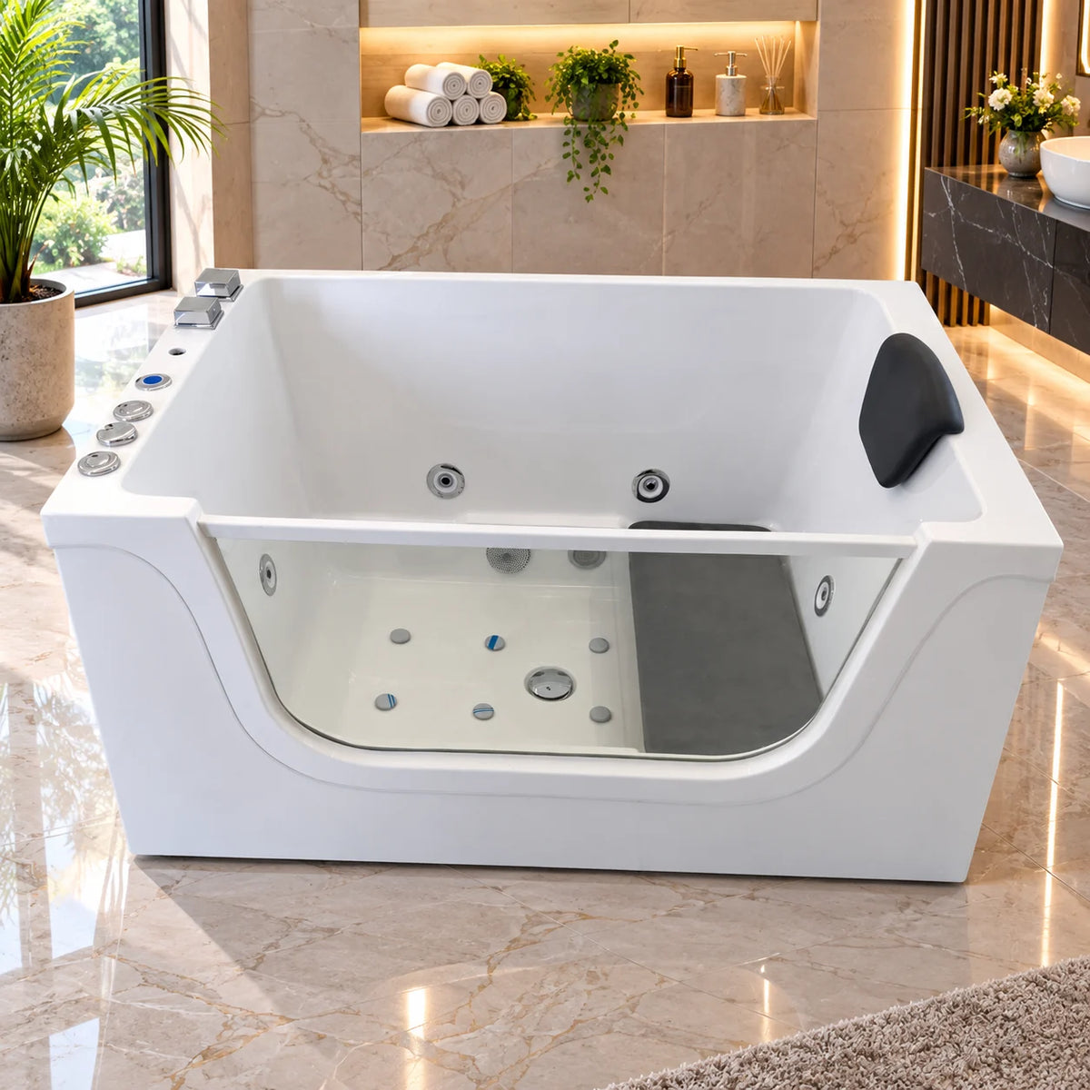 Luxury Sitting Whirlpool Bathtub with Hydro Massage Jets - 110cm