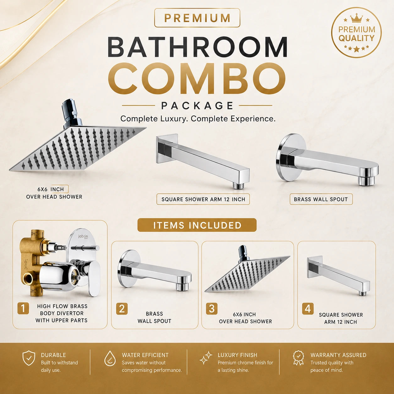 Bathroom Combo Set with Diverter & Overhead Shower