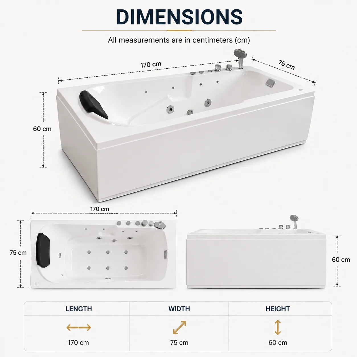Luxury Single Seater Jacuzzi Bathtub - JBT01034