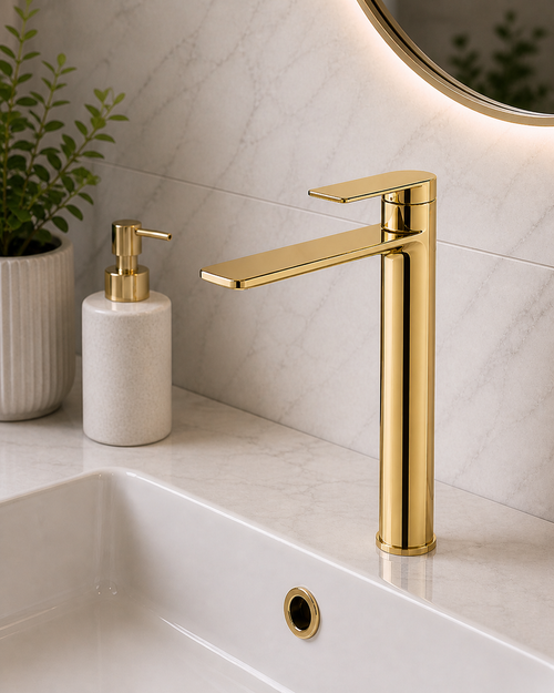 Friction Single Lever Basin Mixture Tall Gold FR01029