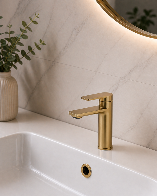 Friction Single Lever Basin Mixture Short Gold FR01038