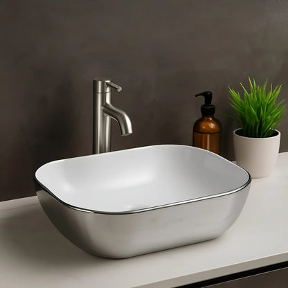 Ceramic Wash Basin 19x13 – Luxury PVD Finish (4 Colors)