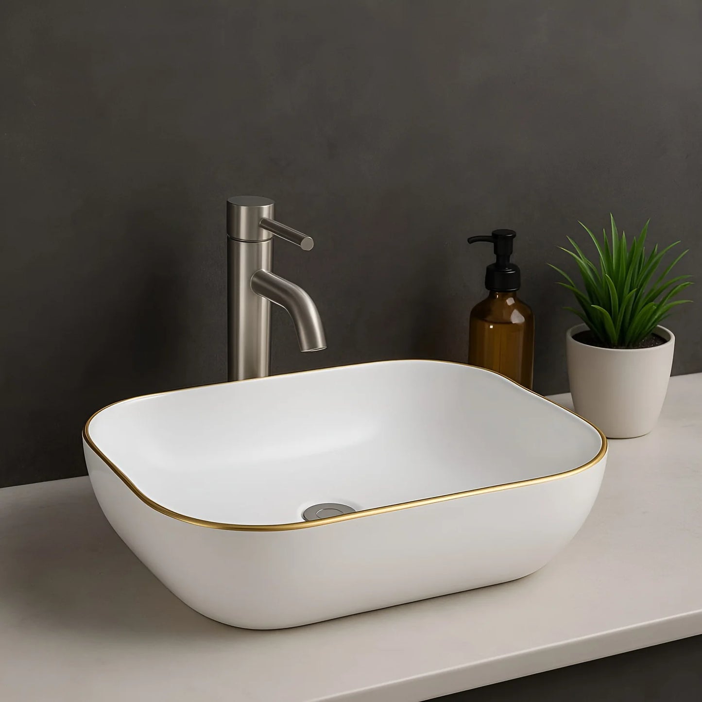 Ceramic Wash Basin 19x13 – Luxury PVD Finish (4 Colors)