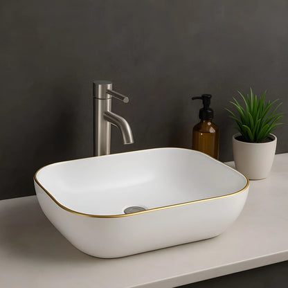 Ceramic Wash Basin 19x13 – Luxury PVD Finish (4 Colors)