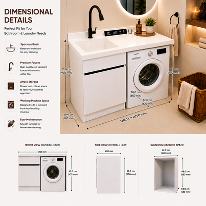 Laundry Sink 120cm With Cabinet | 1200x630mm JLKS1001B