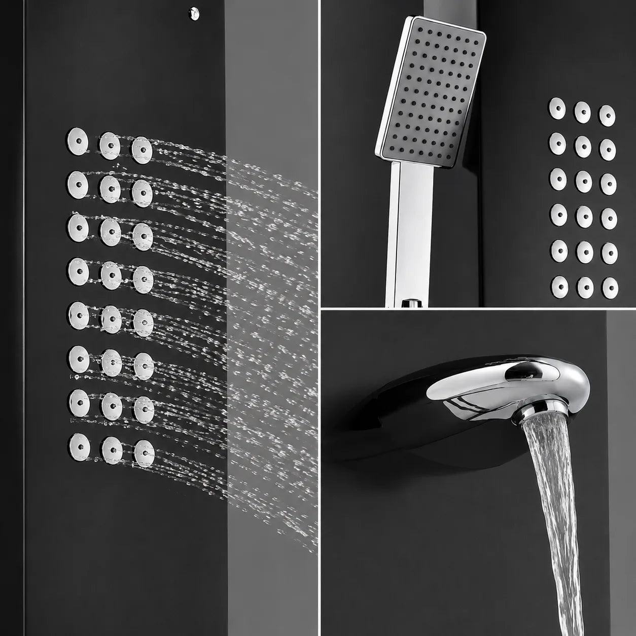 5-in-1 Shower Panel Tower System with Rainfall & Body Jets - JSP01002