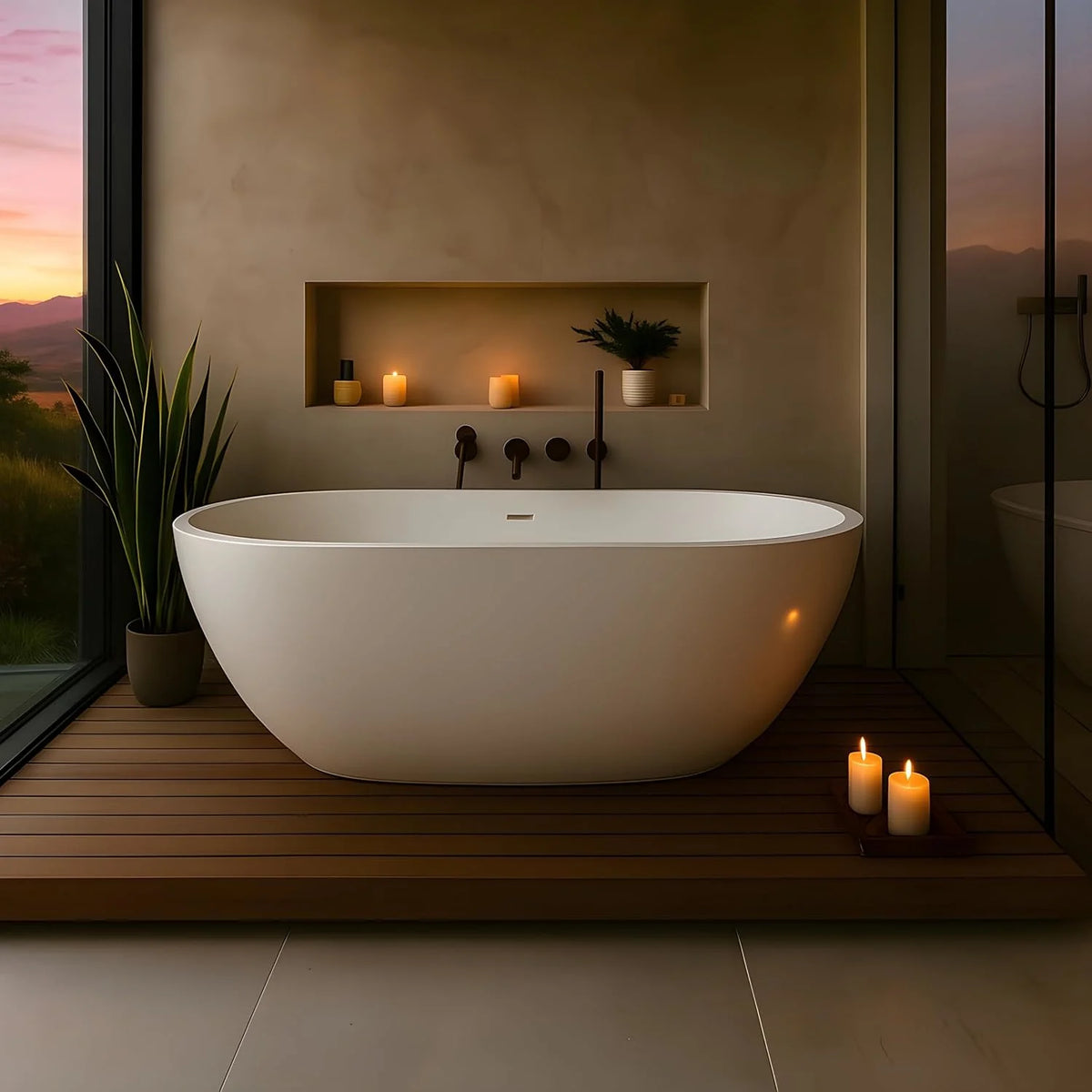SATURN Freestanding Bathtub – White Glossy Acrylic, 150 & 170 cm | JBT01003P