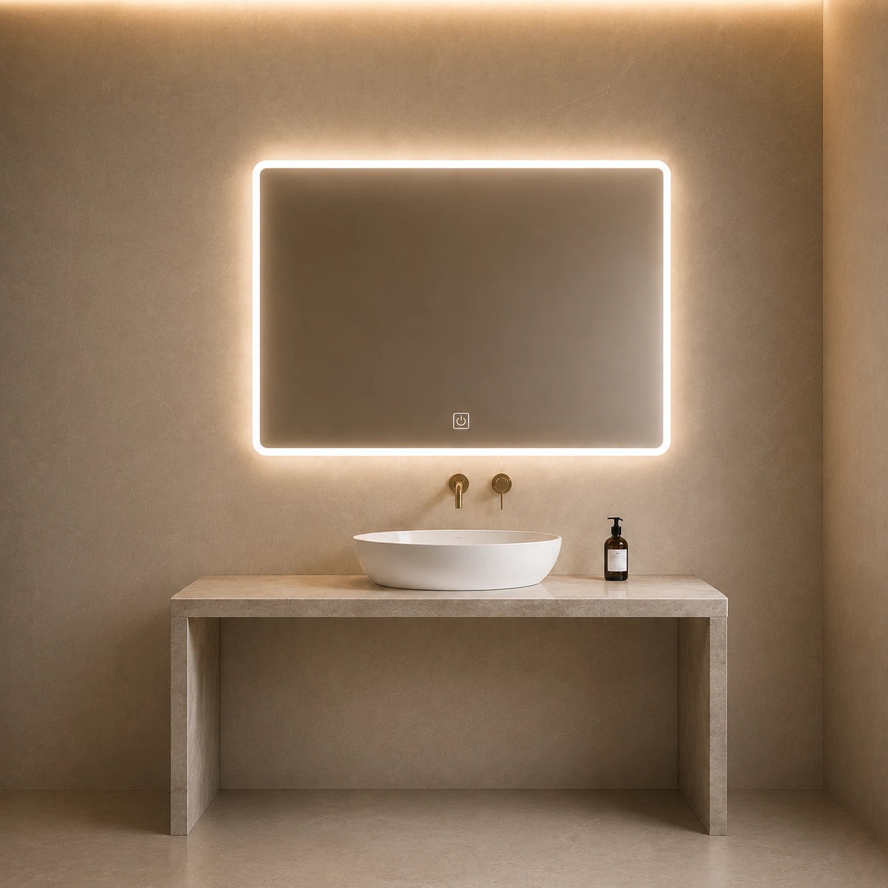 LED Rectangular Bathroom Mirror with Touch Sensor