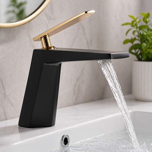 Single Lever Basin Mixture Black & Gold JIF332