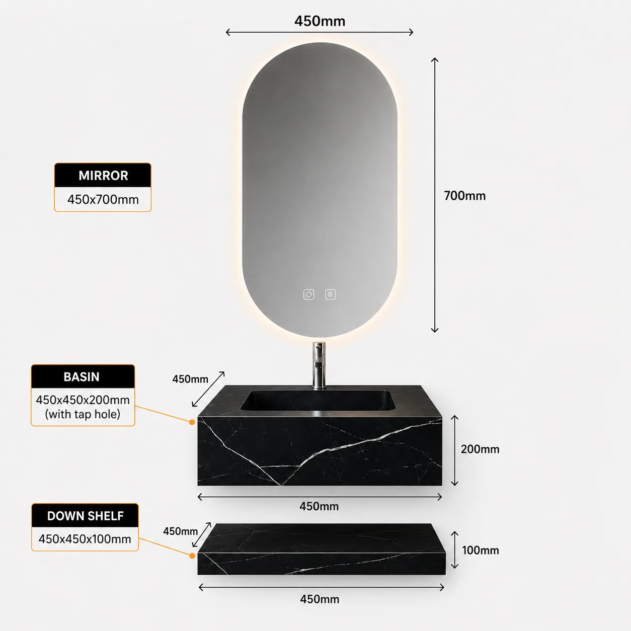 VANITY CABINETS JBV01047B (With Tap Hole)