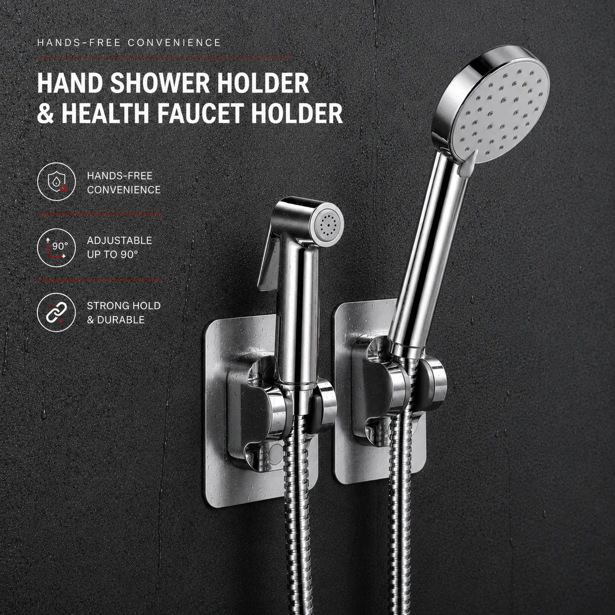 Self Adhesive Health Faucet & Hand Shower Holder Stand - SST01005