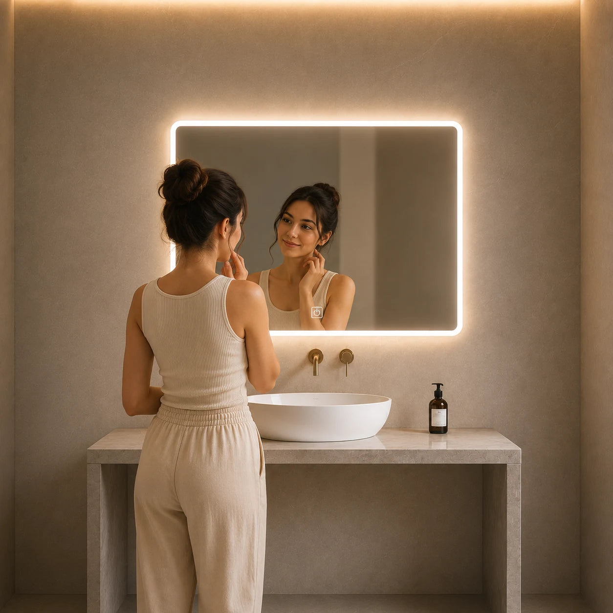 LED Rectangular Bathroom Mirror with Touch Sensor