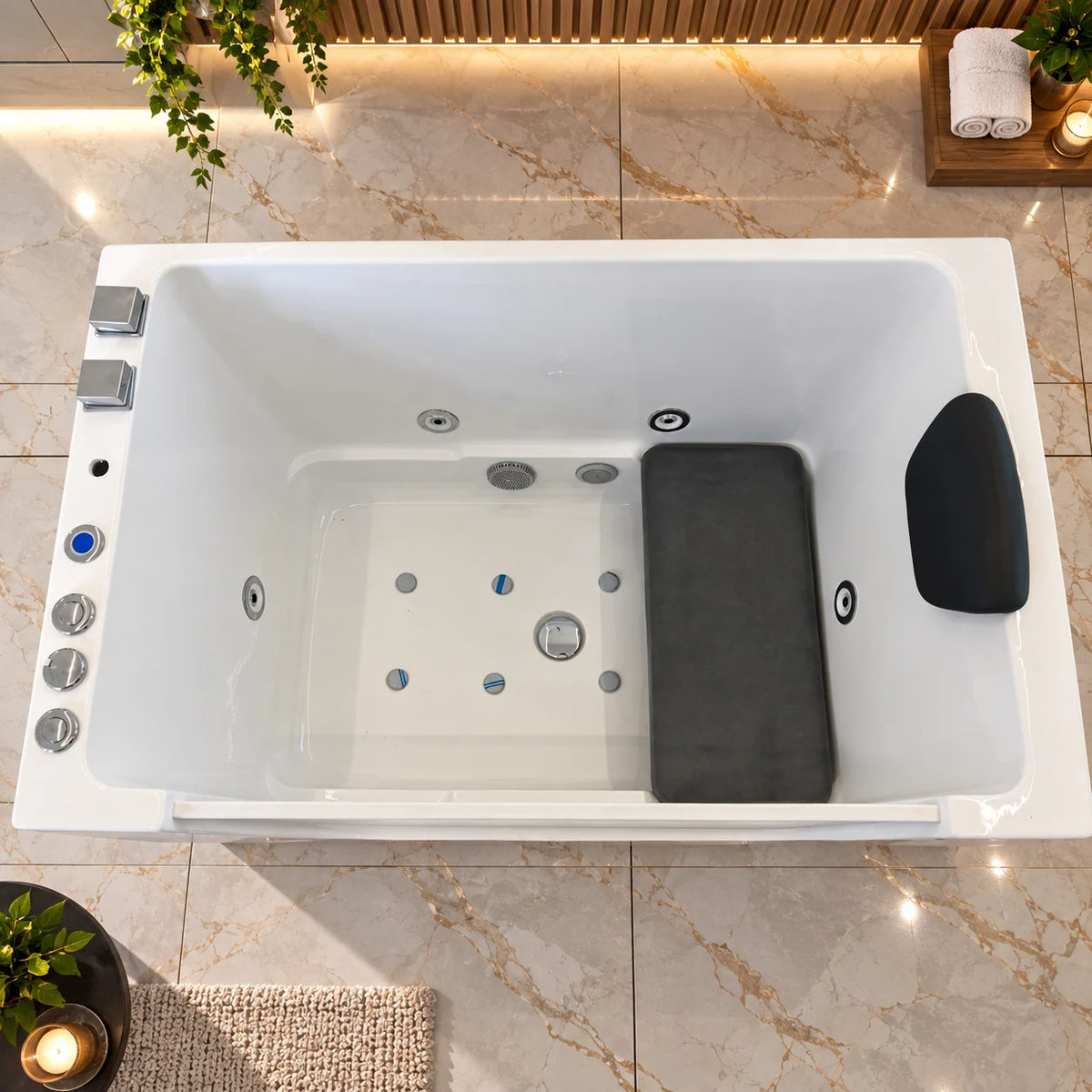 Luxury Sitting Whirlpool Bathtub with Hydro Massage Jets - 110cm