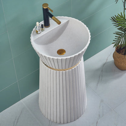 Pedestal wash basin, 450mm square, white matt artificial stone, model JPDS1025 by Jabon Bagno