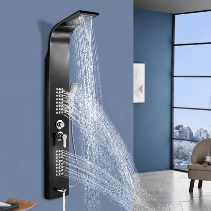5-in-1 Shower Panel Tower System with Rainfall & Body Jets - JSP01002