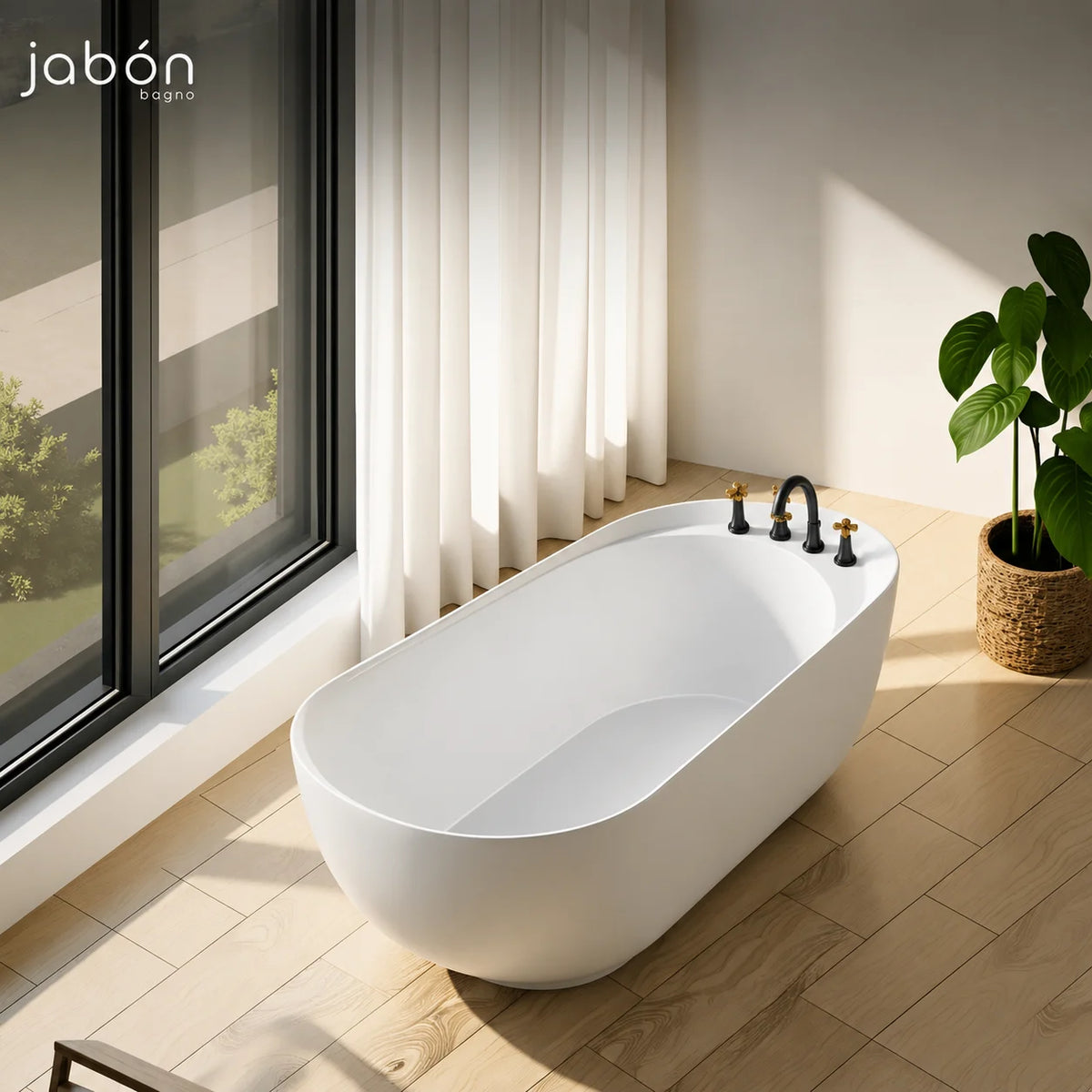 Moon freestanding bathtub JBT01005CW in white matt acrylic, eleventh alternate view