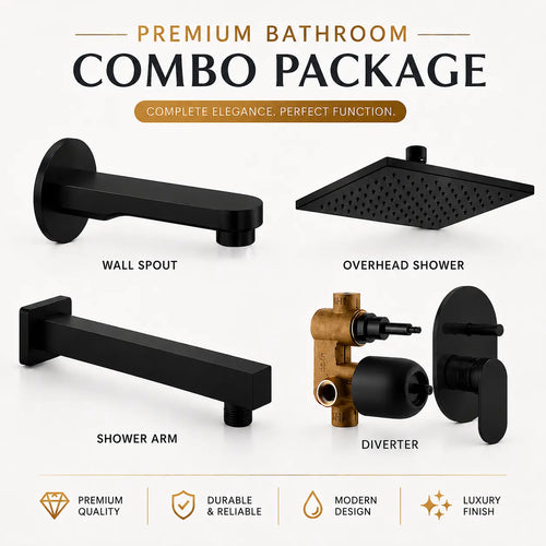 Black Shower Combo Set with Diverter & Spout