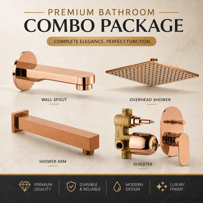 Rose Gold Shower Combo Set with Diverter & Spout