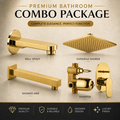 Gold Shower Combo Set with Diverter & Spout