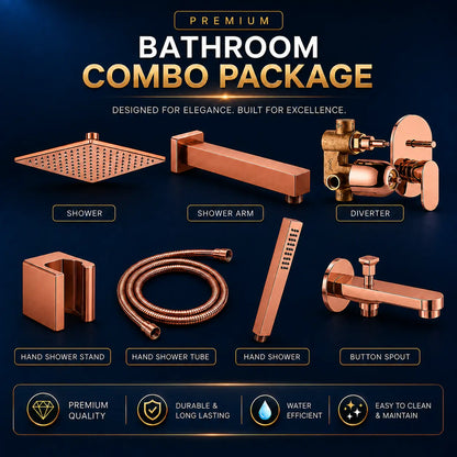 Rose Gold Shower Combo Set with Diverter & Hand Shower