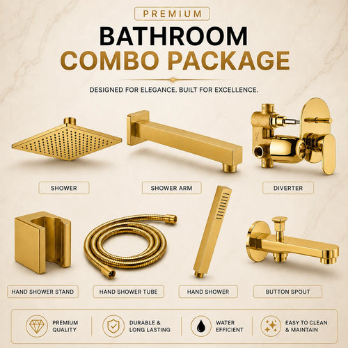 Gold Shower Combo Set with Diverter & Hand Shower