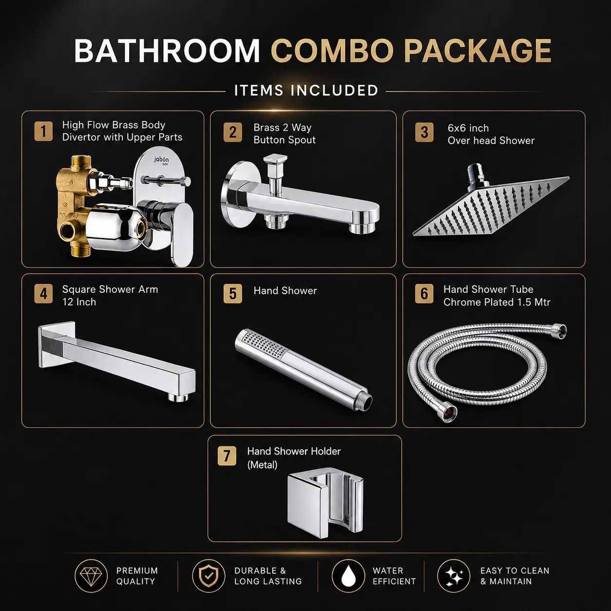 Premium Shower Combo Set with Diverter & Hand Shower