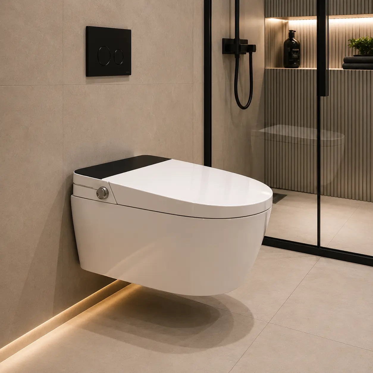 Smart Wall Mounted WC White P-Trap Toilet with Soft Close Seat - JST01004