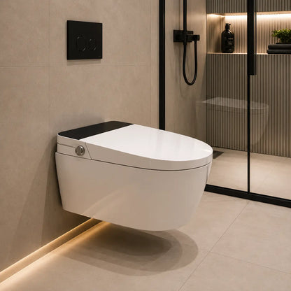 Smart Wall Mounted WC White P-Trap Toilet with Soft Close Seat - JST01004
