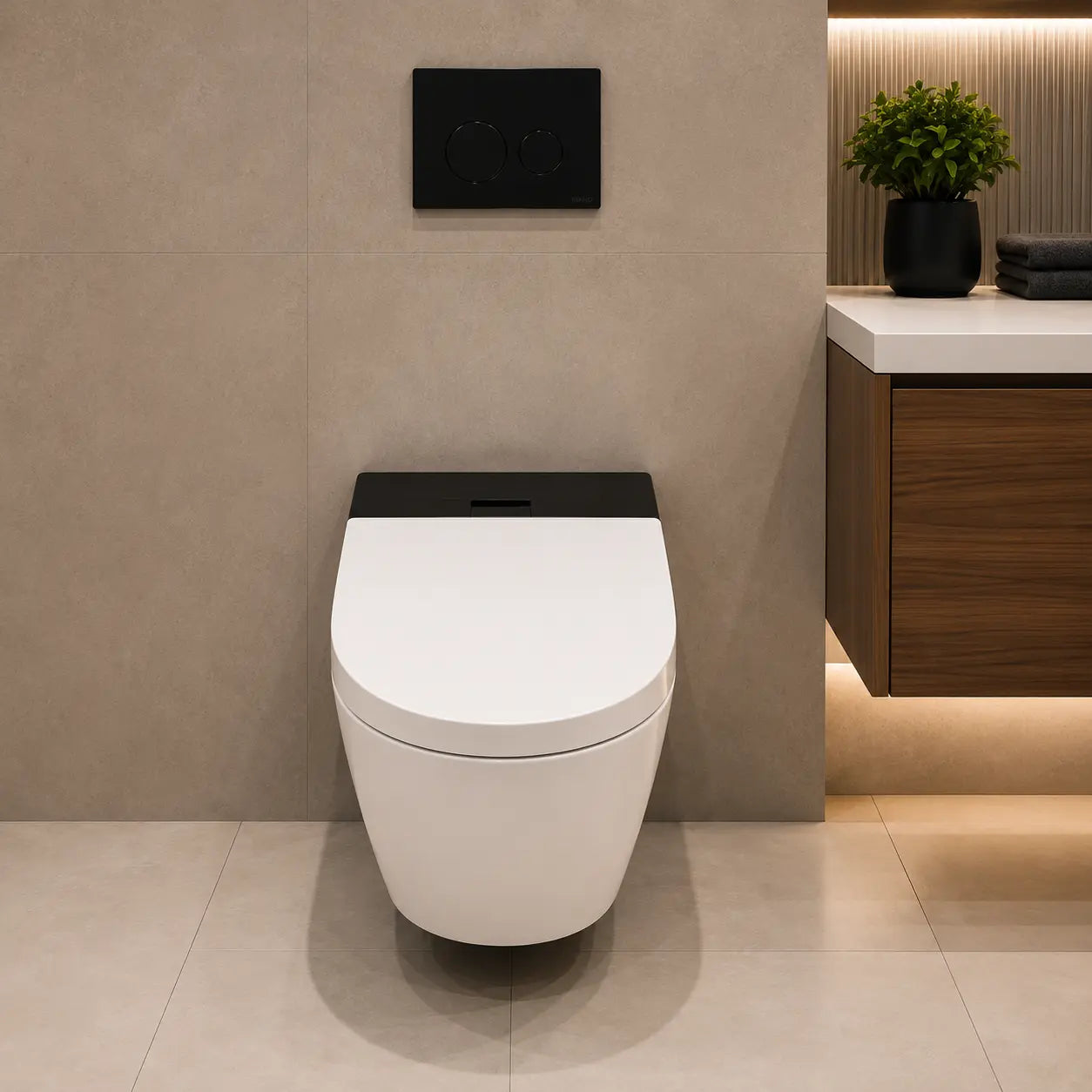 Smart Wall Mounted WC White P-Trap Toilet with Soft Close Seat - JST01004