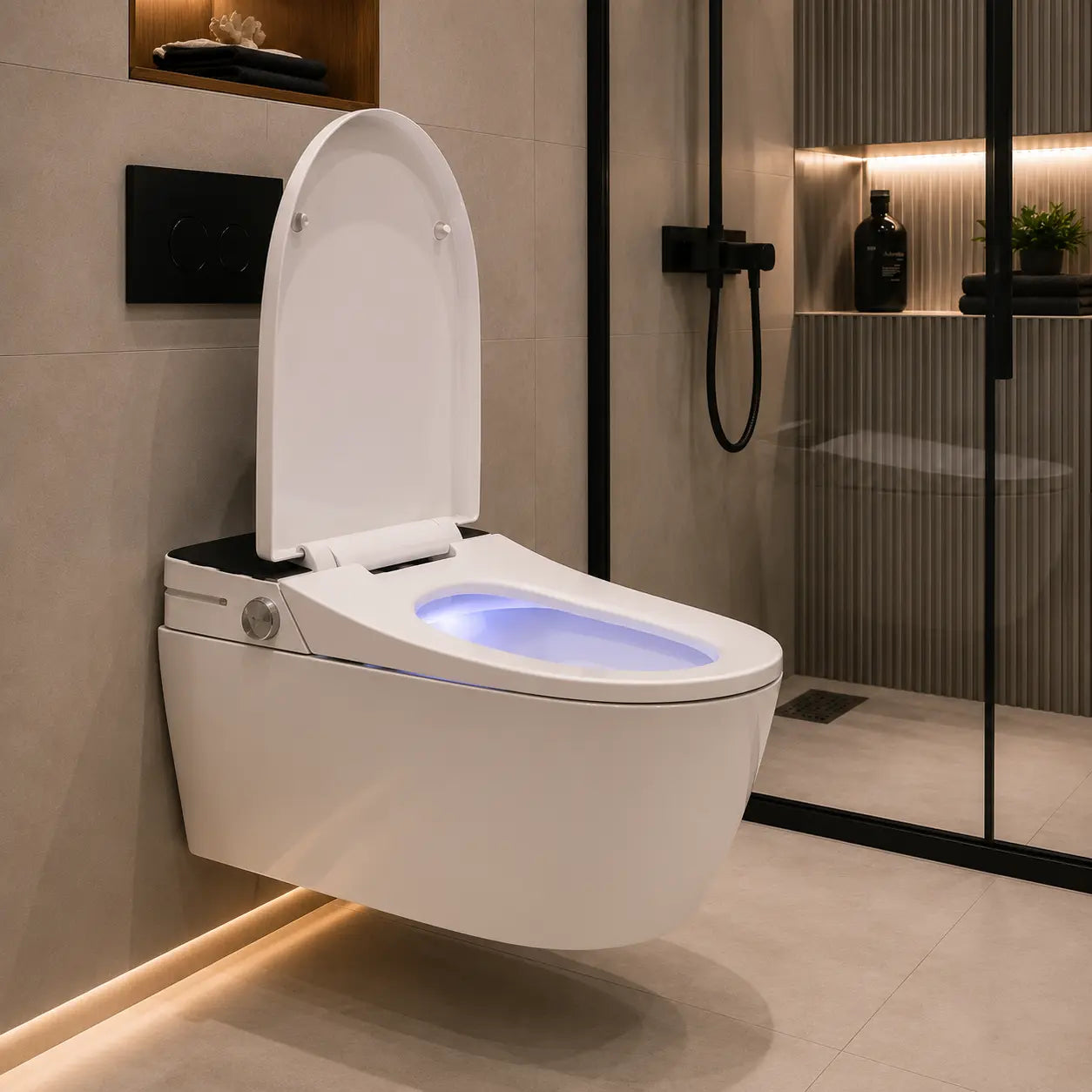 Smart Wall Mounted WC White P-Trap Toilet with Soft Close Seat - JST01004