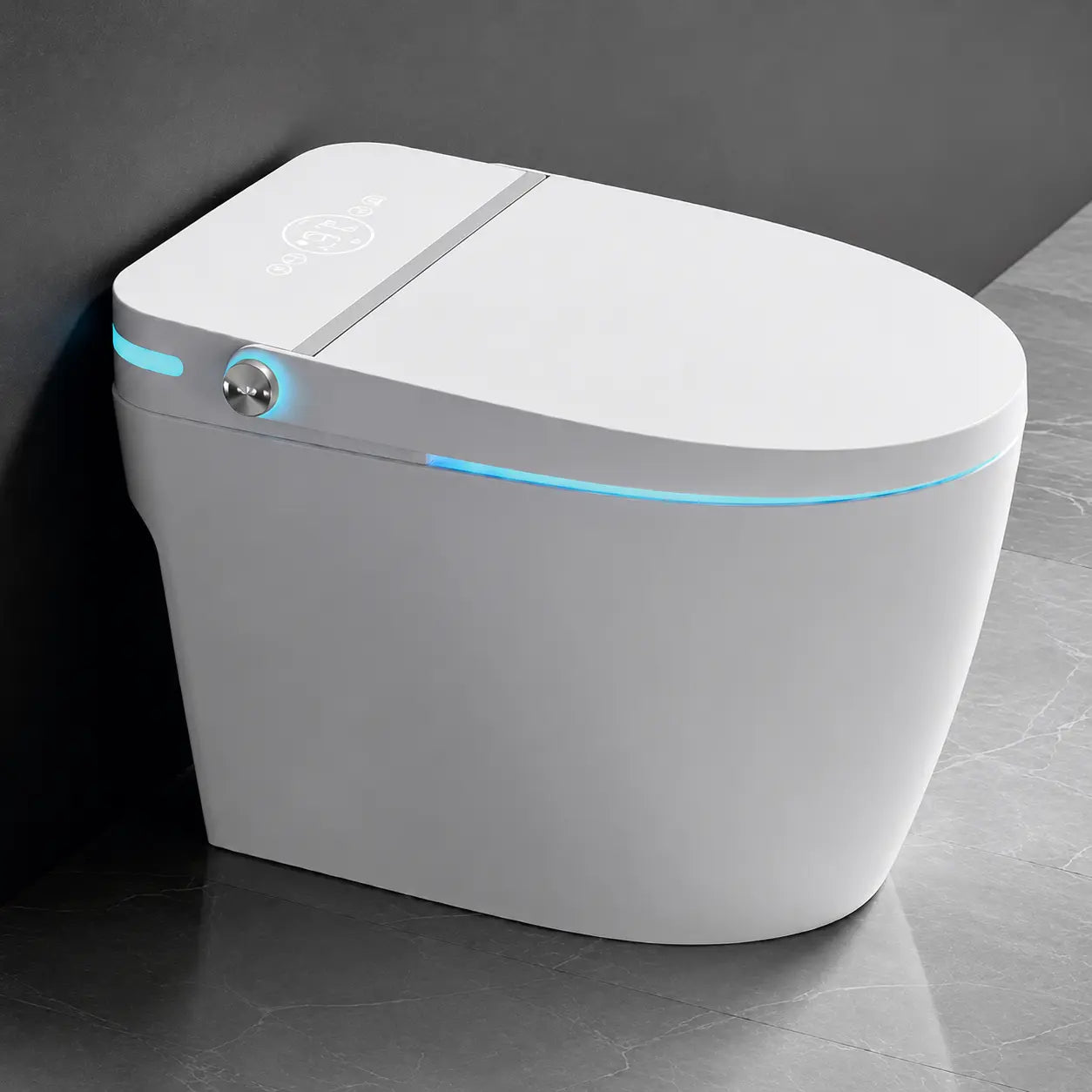 Smart Floor Mounted Glossy White S-Trap Toilet with LED Display - JST01001