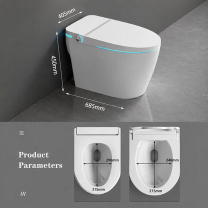 Smart Floor Mounted Glossy White S-Trap Toilet with LED Display - JST01001