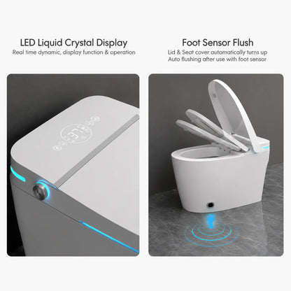Smart Floor Mounted Glossy White S-Trap Toilet with LED Display - JST01001