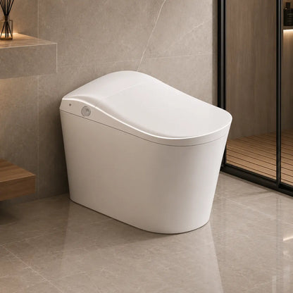 Smart Floor Mounted Glossy White S-Trap Toilet with Female Cleaning - JST01003