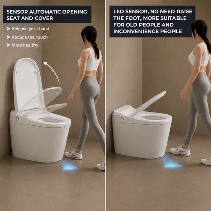 Smart Floor Mounted Glossy White S-Trap Toilet with Female Cleaning - JST01003