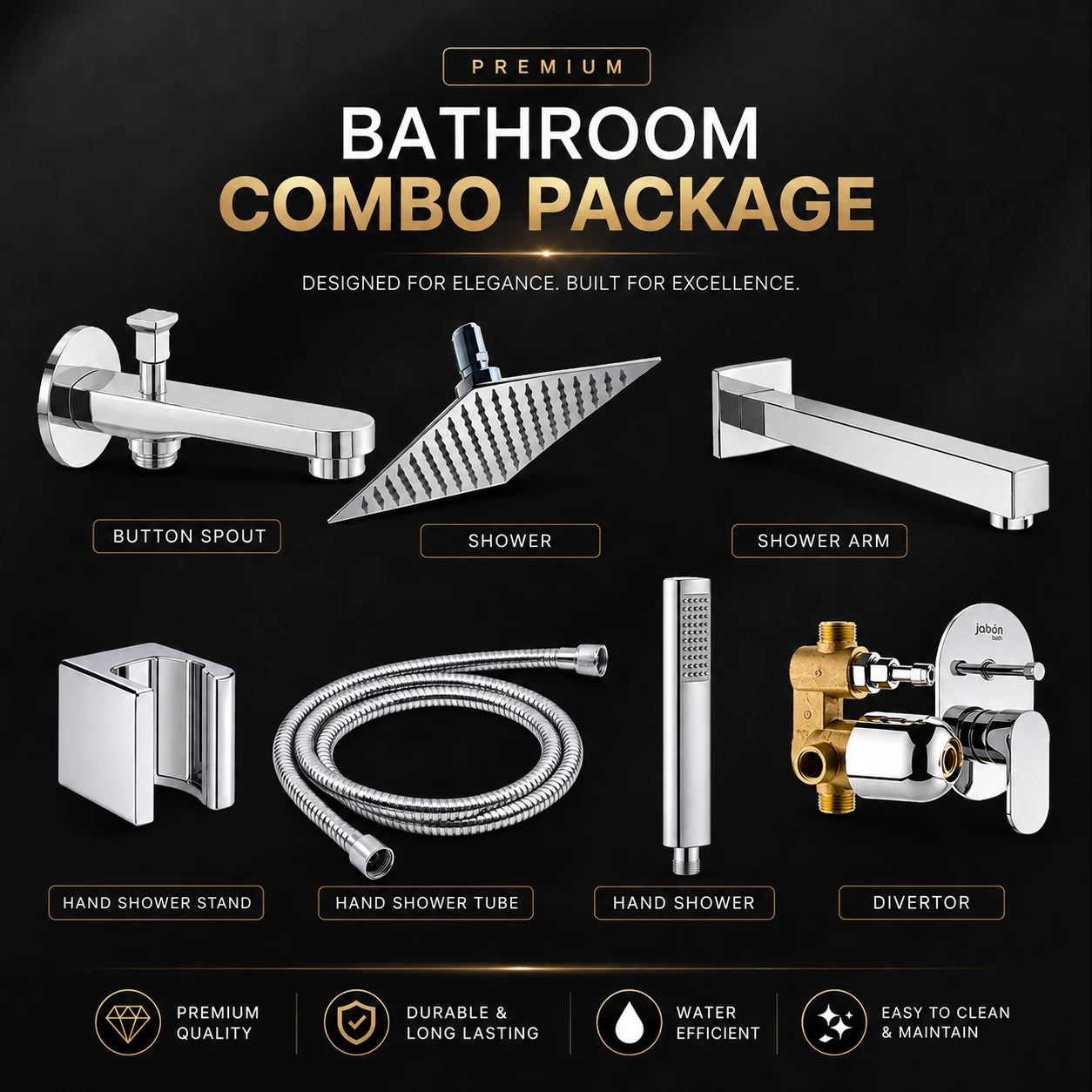 Premium Shower Combo Set with Diverter & Hand Shower