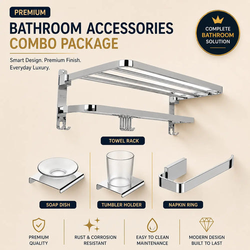Towel Rack SS304 4 Pcs Bathroom Accessories Combo Set