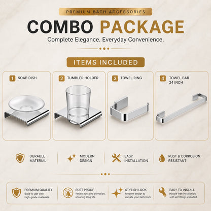 Premium 4 Pcs Bathroom Accessories Combo Set