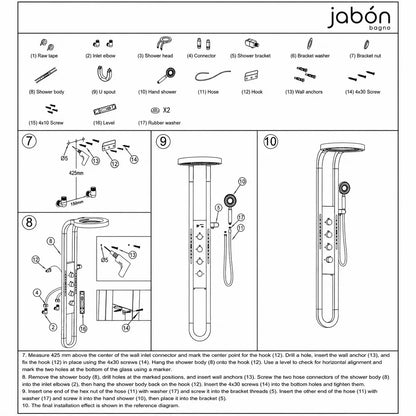PRO Ring Waterfall 5-Function Shower Set with LED Display – JSS01013B