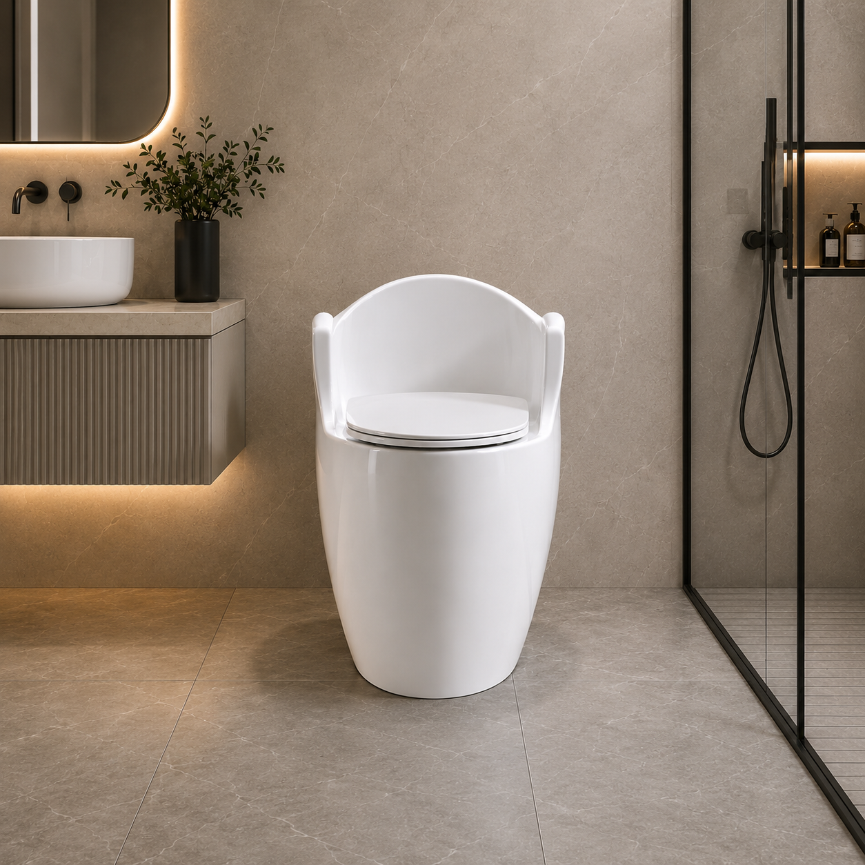 Arm Rest Toilet | Inbuilt Flush | Soft Close Seat | S-Trap WC - JCI111201