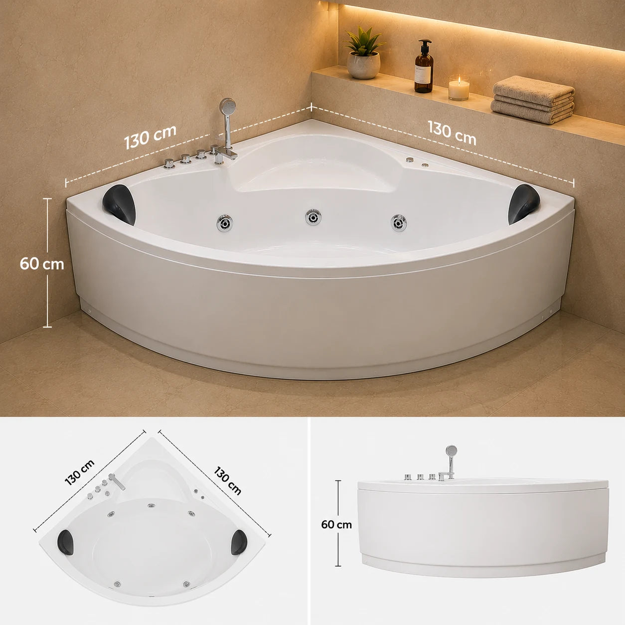 Luxury Corner Jacuzzi Bathtub - JBT01036