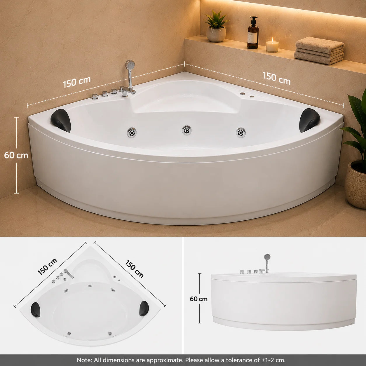 Luxury Corner Jacuzzi Bathtub - JBT01036