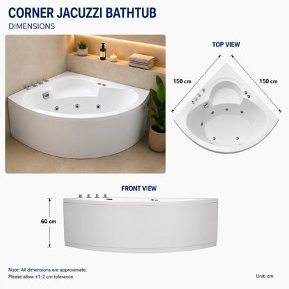 Luxury Corner Jacuzzi Bathtub - JBT01036