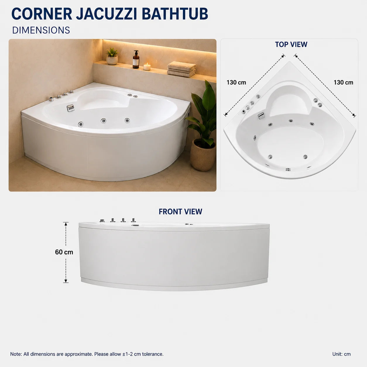 Luxury Corner Jacuzzi Bathtub - JBT01036