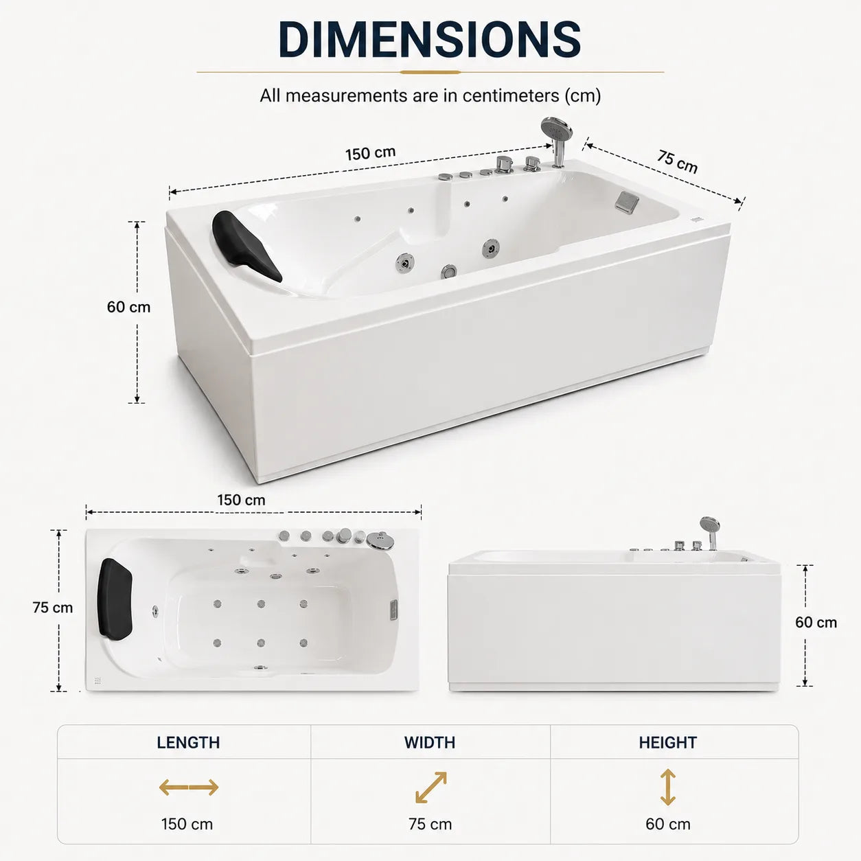 Luxury Single Seater Jacuzzi Bathtub - JBT01034
