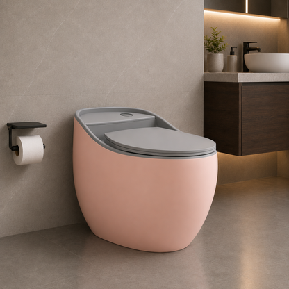 Floor Mount Toilet | Inbuilt Flush Tank | Matte Pink & Grey | JCT01001