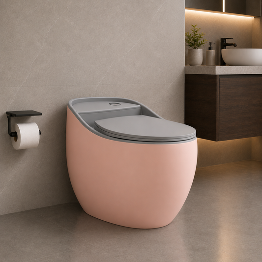 Floor Mount Toilet | Inbuilt Flush Tank | Matte Pink & Grey | JCT01001