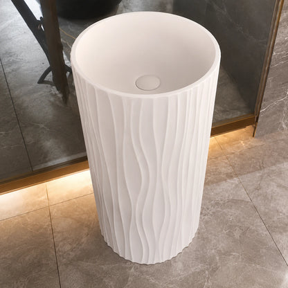 Pedestal wash basin, 400mm square, beige matt artificial stone, model JPDS1056 by Jabon Bagno